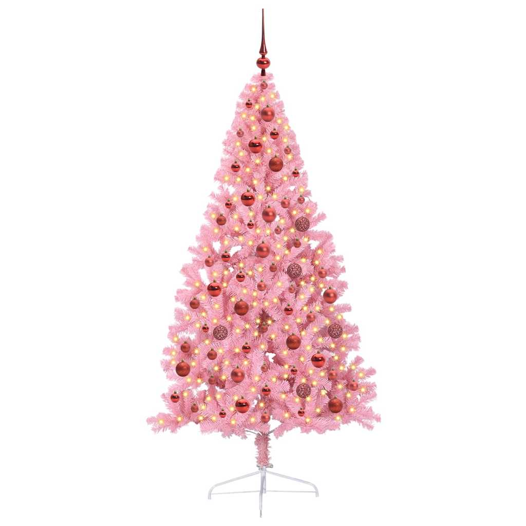 Albero di Natale artificiale con luci integrate Rosa 180 cm PVC 3397076