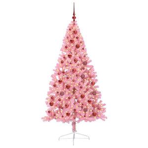 Albero di Natale Artificiale-Albero Natalizio con luci integrate Rosa 180 cm PVC 847457