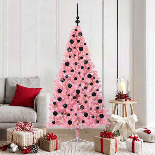 Albero di Natale artificiale con luci integrate Rosa 180 cm PVC 3397077