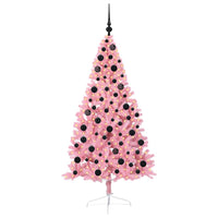 Albero di Natale Artificiale-Albero Natalizio con luci integrate Rosa 180 cm PVC 748942