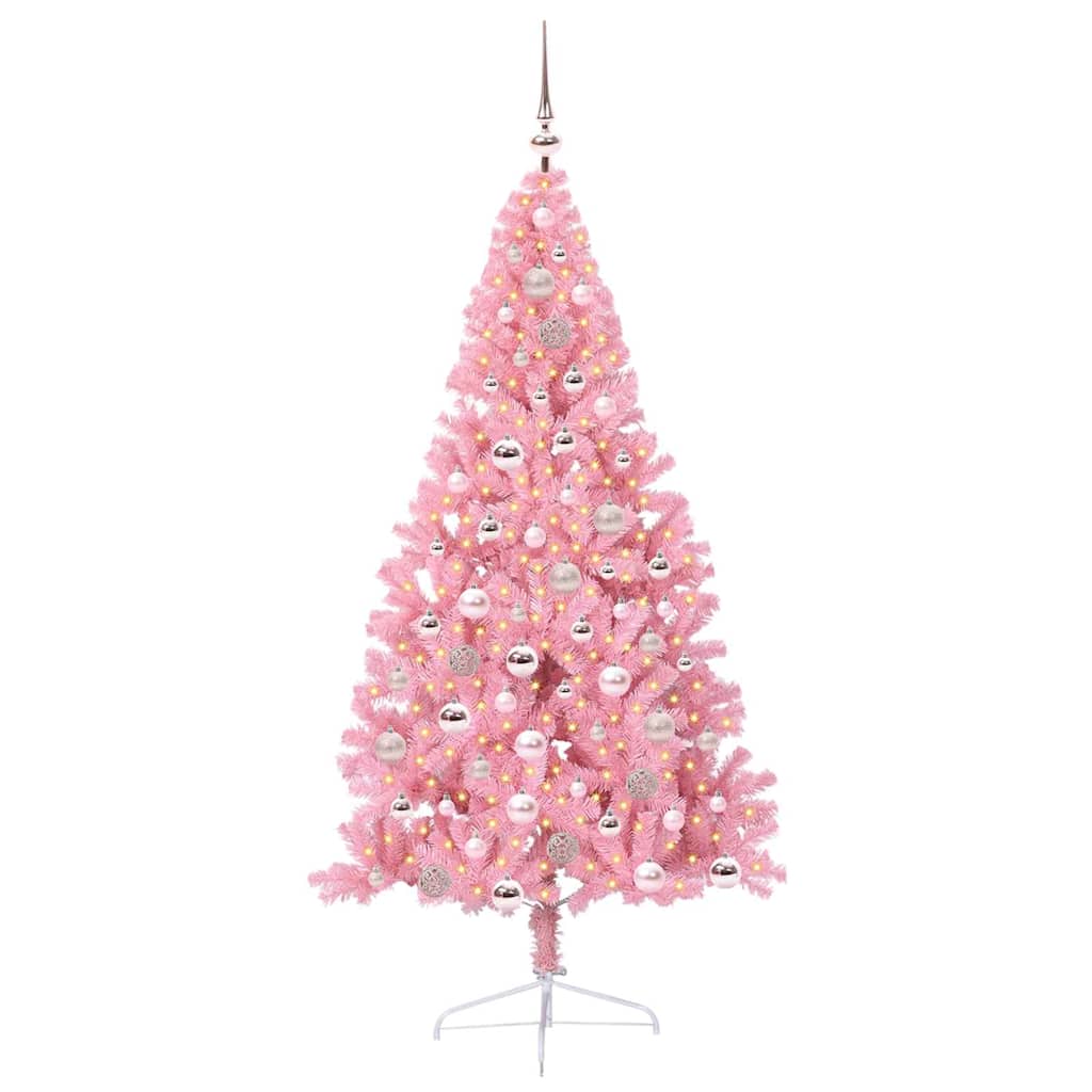 Albero di Natale artificiale con luci integrate Rosa 180 cm PVC 3397078