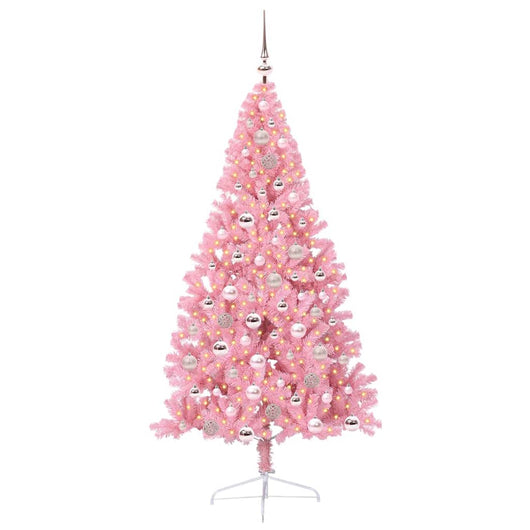 Albero di Natale Artificiale-Albero Natalizio con luci integrate Rosa 180 cm PVC 563118