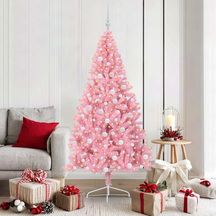 Albero di Natale artificiale con luci integrate Rosa 180 cm PVC 3397079