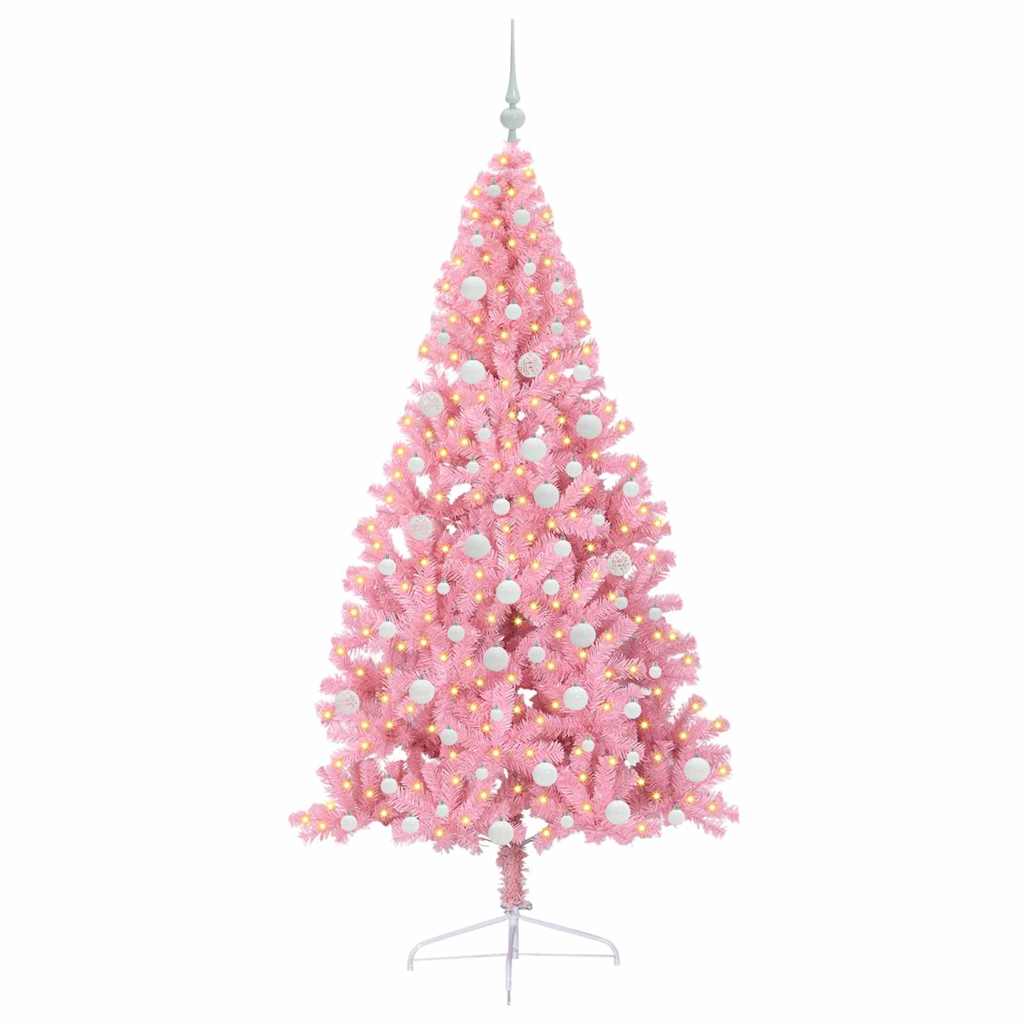 Albero di Natale artificiale con luci integrate Rosa 180 cm PVC 3397079
