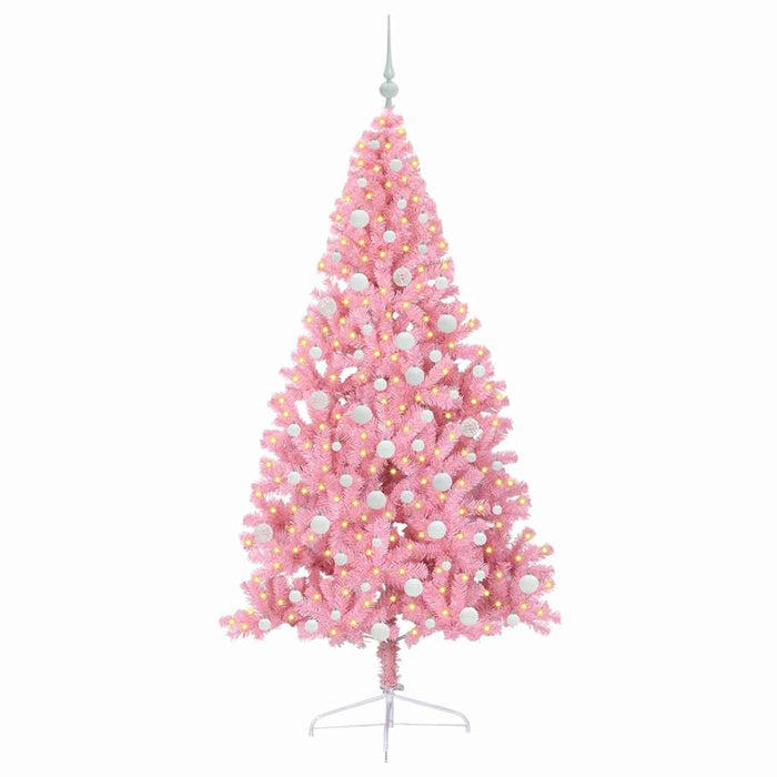 Albero di Natale Artificiale-Albero Natalizio con luci integrate Rosa 180 cm PVC 710871