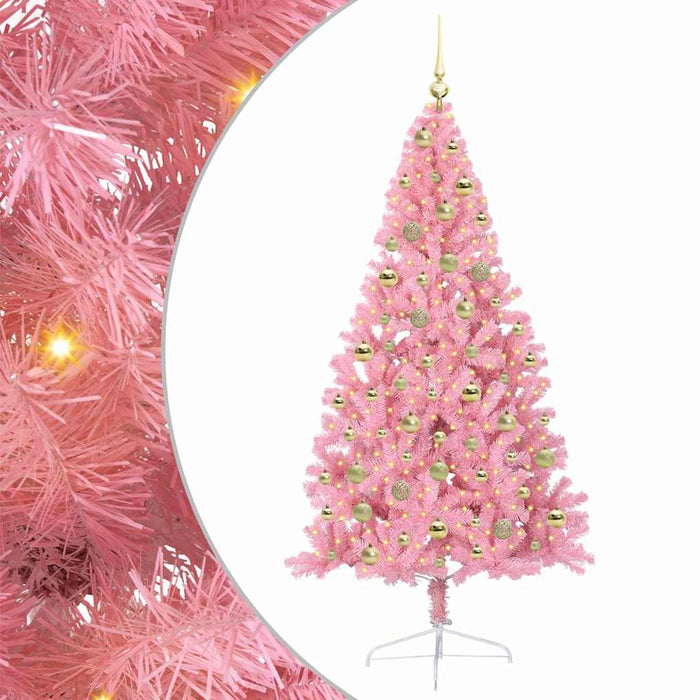Albero di Natale artificiale con luci integrate Rosa 180 cm PVC 3397080