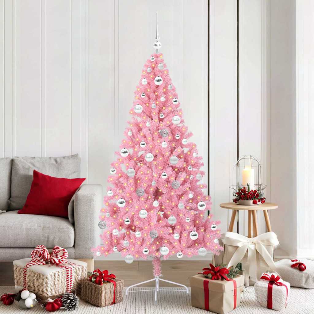 Albero di Natale artificiale con luci integrate Rosa 180 cm PVC 3397081