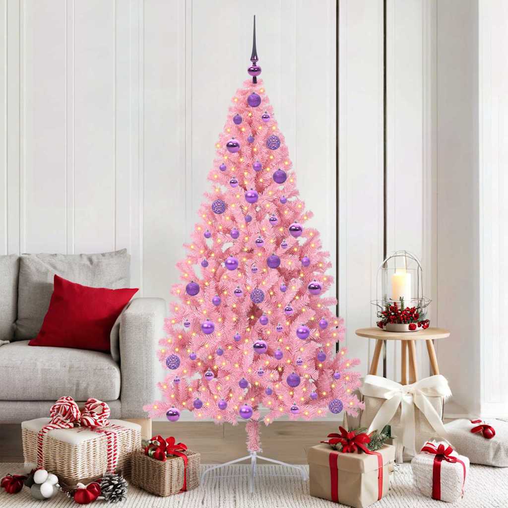 Albero di Natale artificiale con luci integrate Rosa 180 cm PVC 3397082