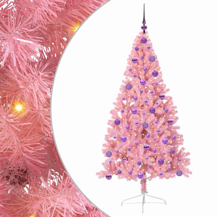 Albero di Natale artificiale con luci integrate Rosa 180 cm PVC 3397082