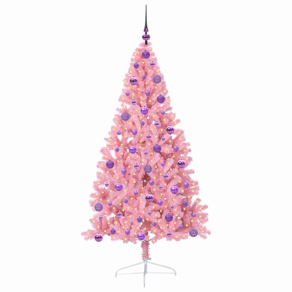 Albero di Natale artificiale con luci integrate Rosa 180 cm PVC 3397082