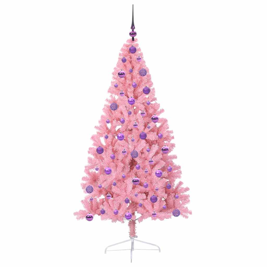 Albero di Natale artificiale con luci integrate Rosa 180 cm PVC 3397082