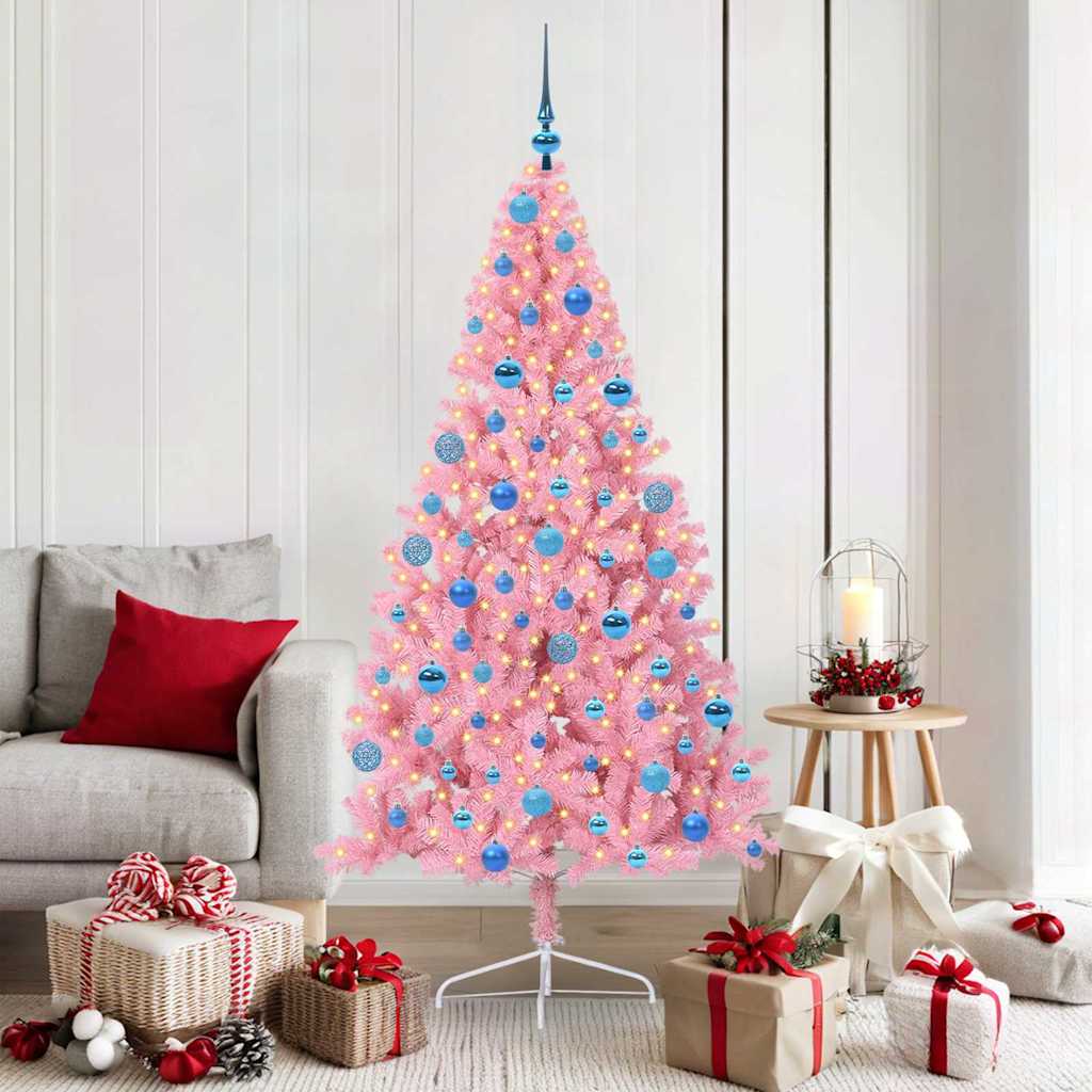 Albero di Natale artificiale con luci integrate Rosa 180 cm PVC 3397083