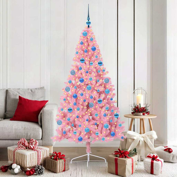 Albero di Natale artificiale con luci integrate Rosa 180 cm PVC 3397083