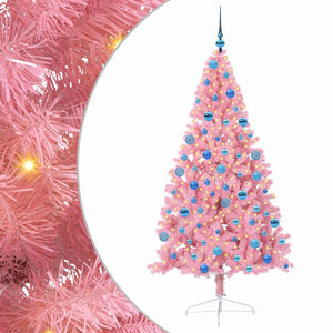 Albero di Natale Artificiale-Albero Natalizio con luci integrate Rosa 180 cm PVC 853380