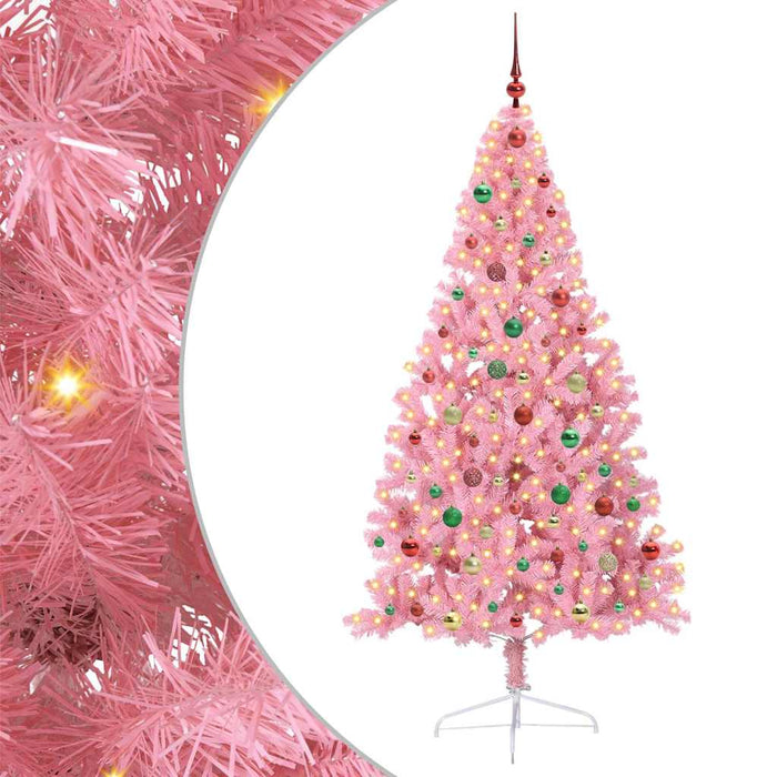 Albero di Natale artificiale con luci integrate Rosa 180 cm PVC 3397084