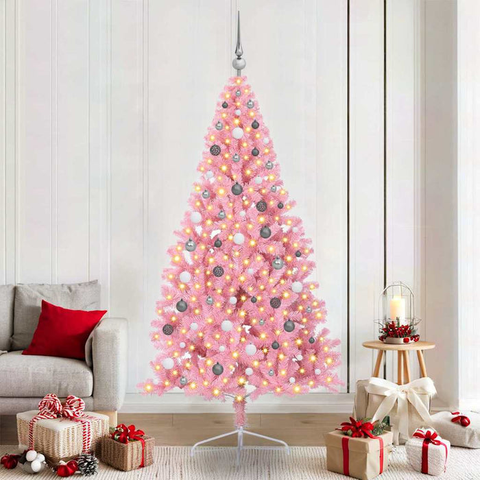 Albero di Natale artificiale con luci integrate Rosa 210 cm PVC 3397088