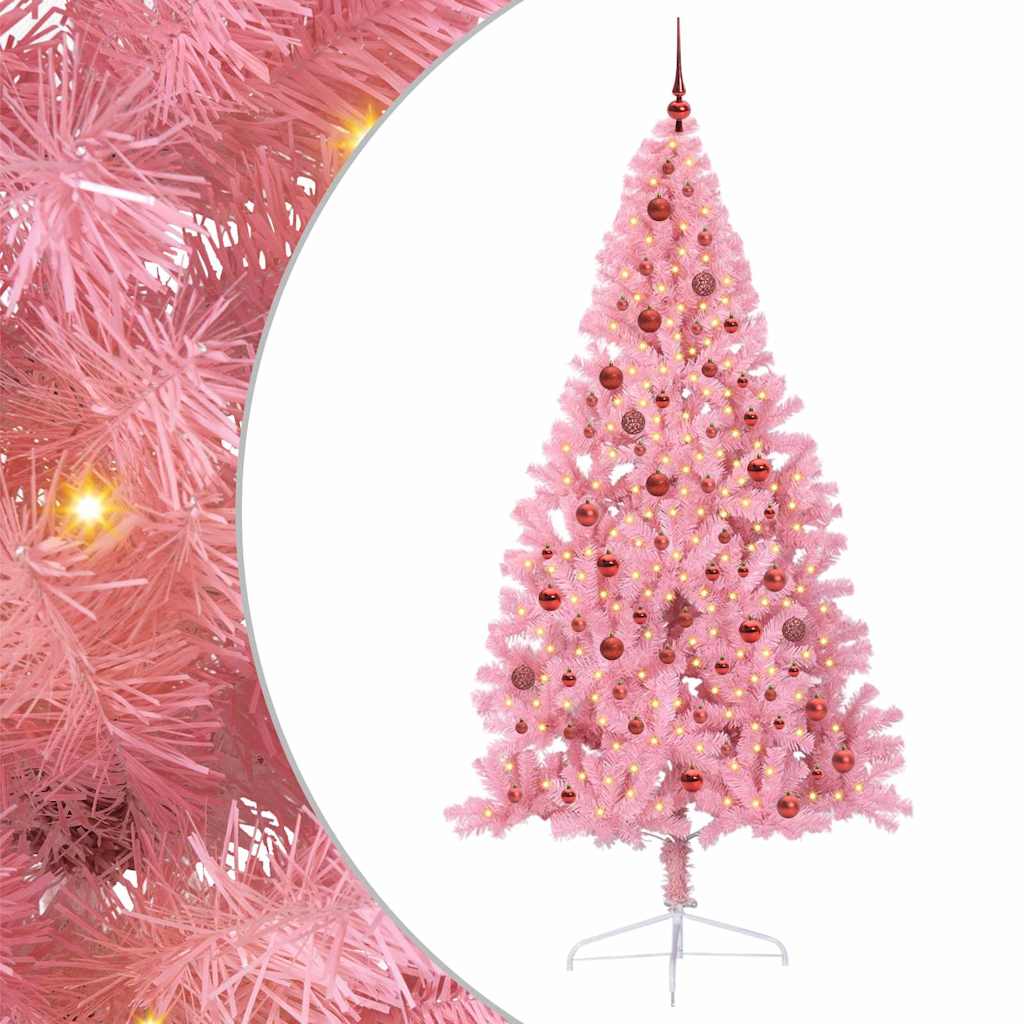 Albero di Natale artificiale con luci integrate Rosa 210 cm PVC 3397089