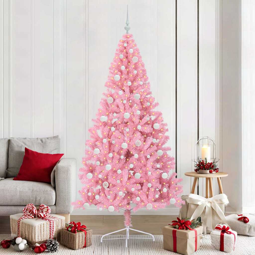 Albero di Natale artificiale con luci integrate Rosa 210 cm PVC 3397092