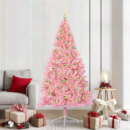 Albero di Natale artificiale con luci integrate Rosa 210 cm PVC 3397093