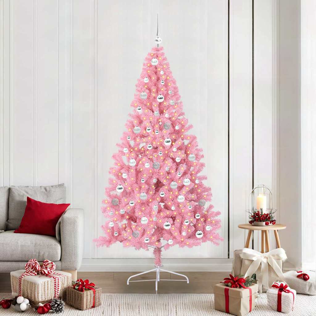 Albero di Natale artificiale con luci integrate Rosa 210 cm PVC 3397094