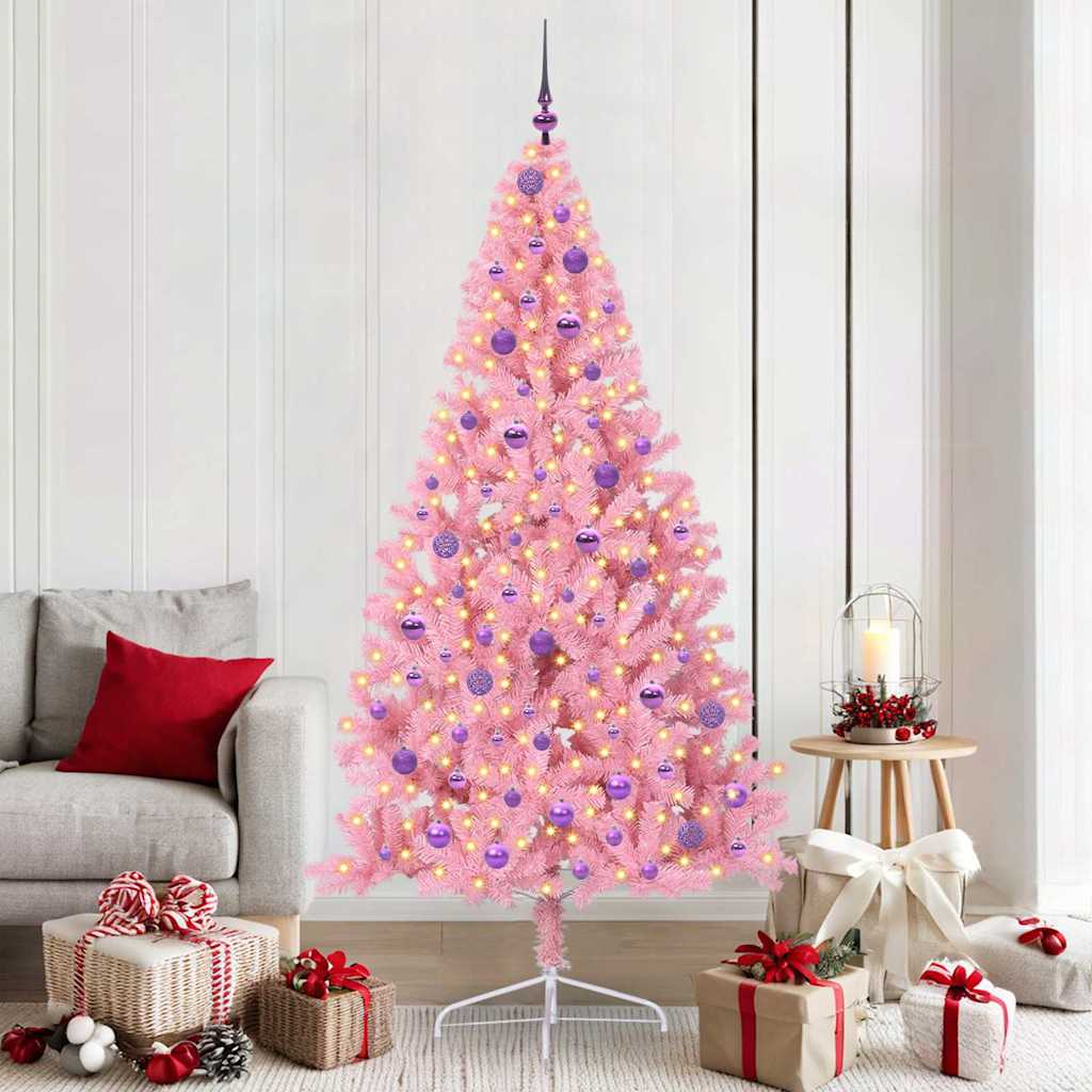 Albero di Natale artificiale con luci integrate Rosa 210 cm PVC 3397095