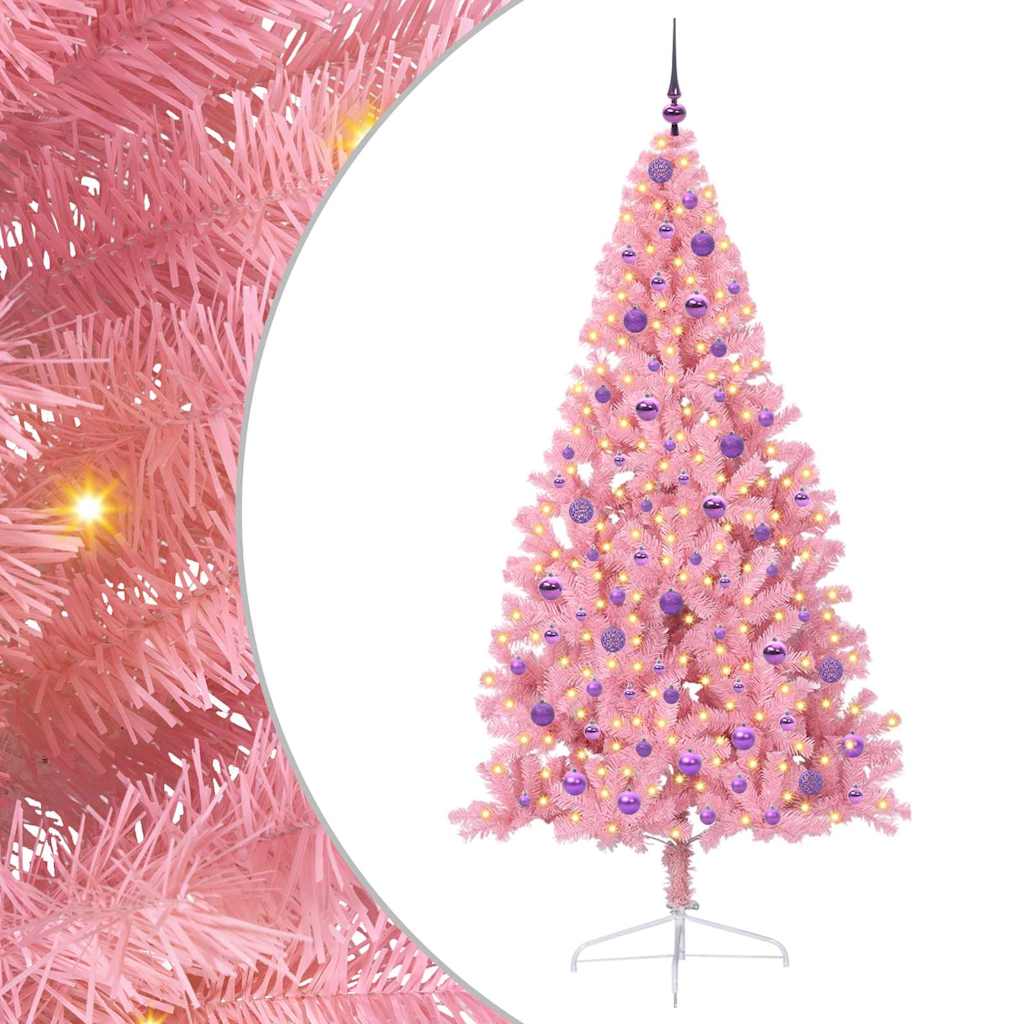 Albero di Natale artificiale con luci integrate Rosa 210 cm PVC 3397095