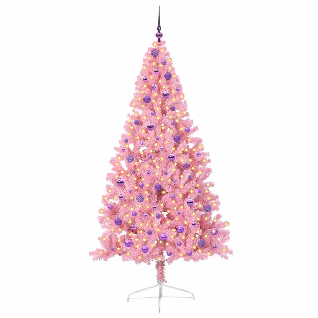 Albero di Natale artificiale con luci integrate Rosa 210 cm PVC 3397095
