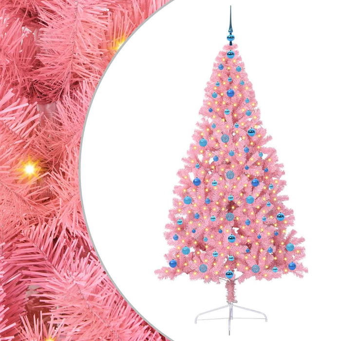 Albero di Natale artificiale con luci integrate Rosa 210 cm PVC 3397096