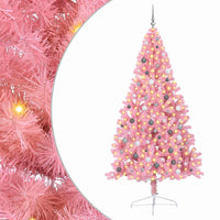 vidaXL Albero di Natale con luci a corde decorative Rosa 240 cm PVC