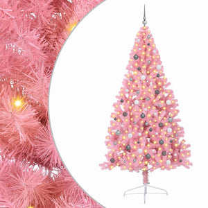 vidaXL Albero di Natale con luci a corde decorative Rosa 240 cm PVC