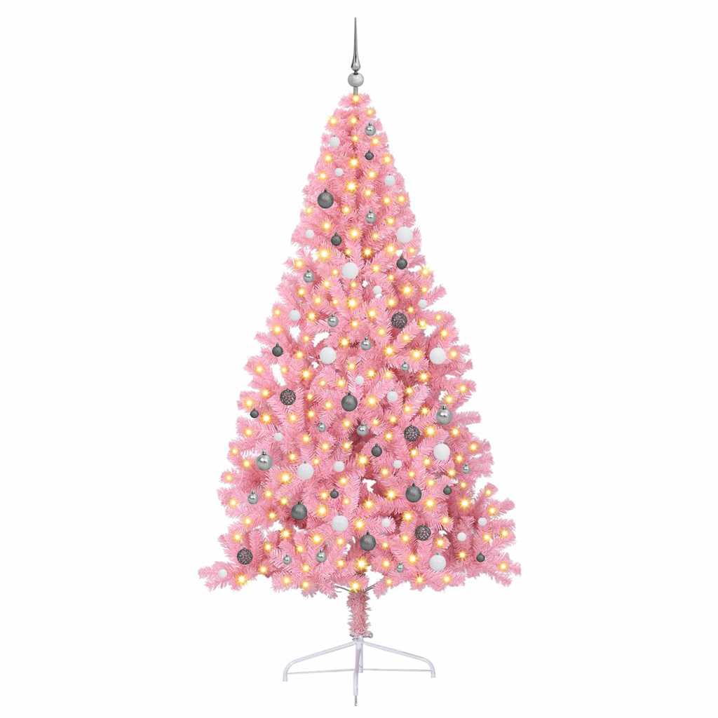 Albero di Natale con luci a corde decorative Rosa 240 cm PVC 3397101