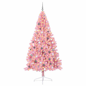 vidaXL Albero di Natale con luci a corde decorative Rosa 240 cm PVC