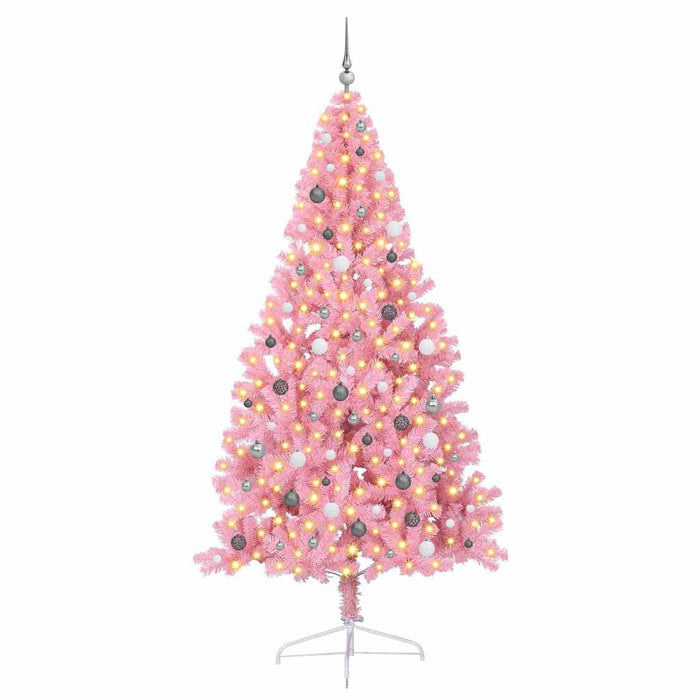 vidaXL Albero di Natale con luci a corde decorative Rosa 240 cm PVC