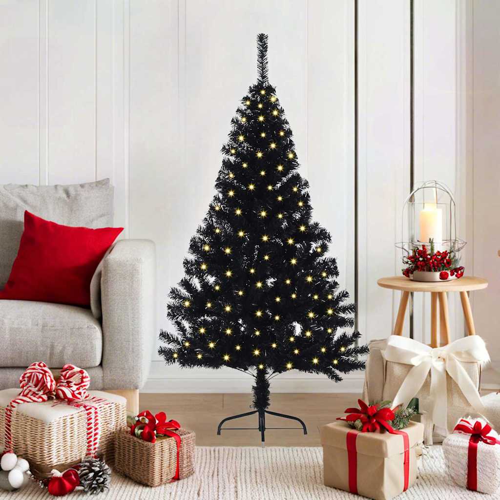 Albero di Natale artificiale con luci integrate Nero 120 cm PVC 3397111