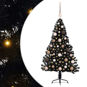 Albero di Natale artificiale con luci integrate Nero 120 cm PVC 3397113