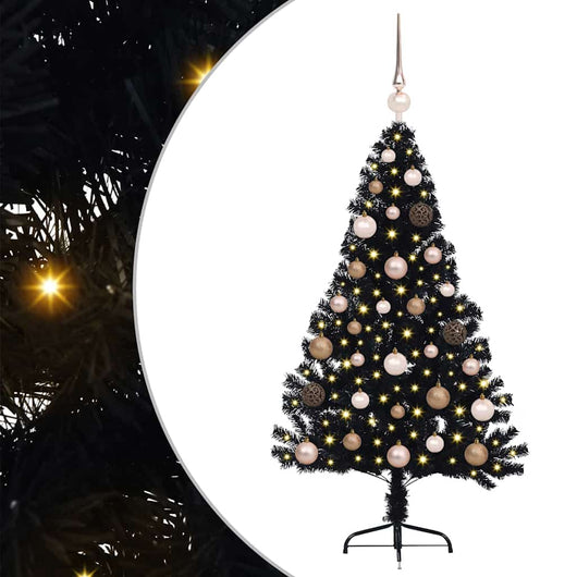 Albero di Natale artificiale con luci integrate Nero 120 cm PVC 3397113