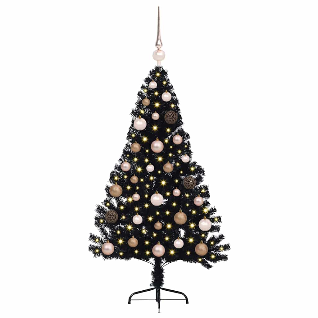 Albero di Natale artificiale con luci integrate Nero 120 cm PVC 3397113