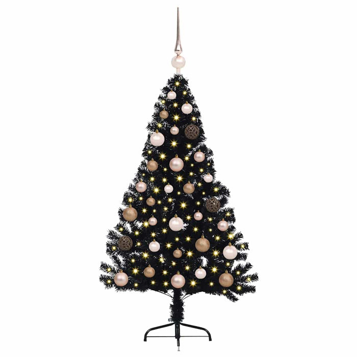 Albero di Natale artificiale con luci integrate Nero 120 cm PVC 3397113