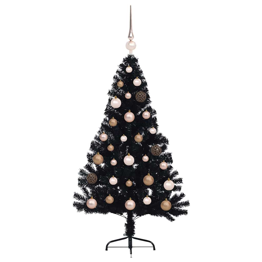 Albero di Natale artificiale con luci integrate Nero 120 cm PVC 3397113
