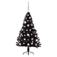 Albero di Natale artificiale con luci integrate Nero 120 cm PVC 3397113