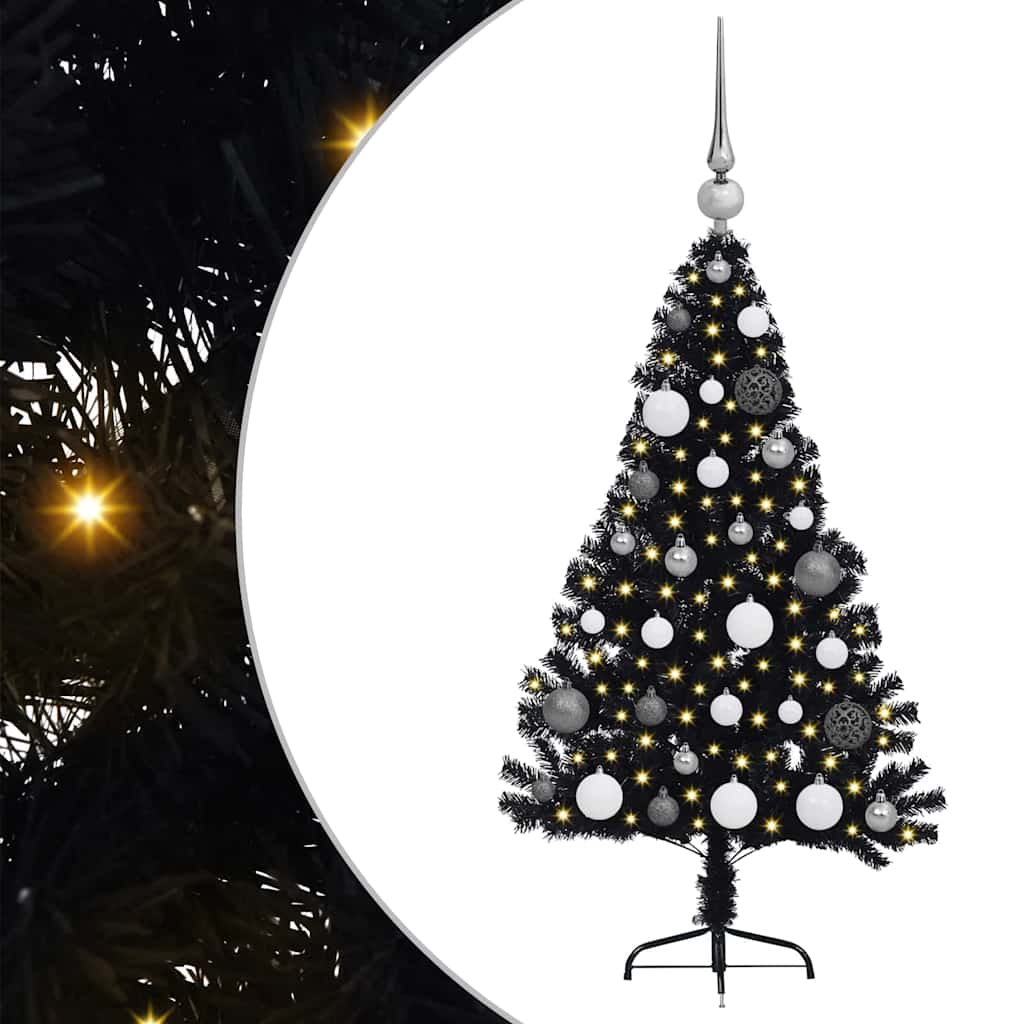 Albero di Natale artificiale con luci integrate Nero 120 cm PVC 3397114