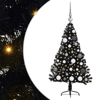 Albero di Natale artificiale con luci integrate Nero 120 cm PVC 3397114