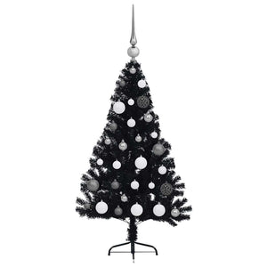 Albero di Natale artificiale con luci integrate Nero 120 cm PVC 3397114