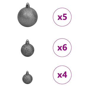 Albero di Natale artificiale con luci integrate Nero 120 cm PVC 3397114