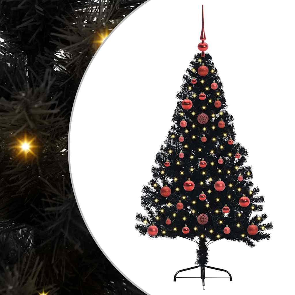 Albero di Natale artificiale con luci integrate Nero 120 cm PVC 3397115
