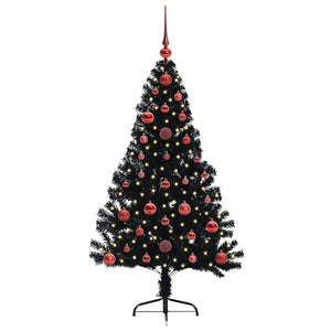 Albero di Natale artificiale con luci integrate Nero 120 cm PVC 3397115