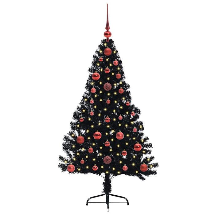 Albero di Natale artificiale con luci integrate Nero 120 cm PVC 3397115