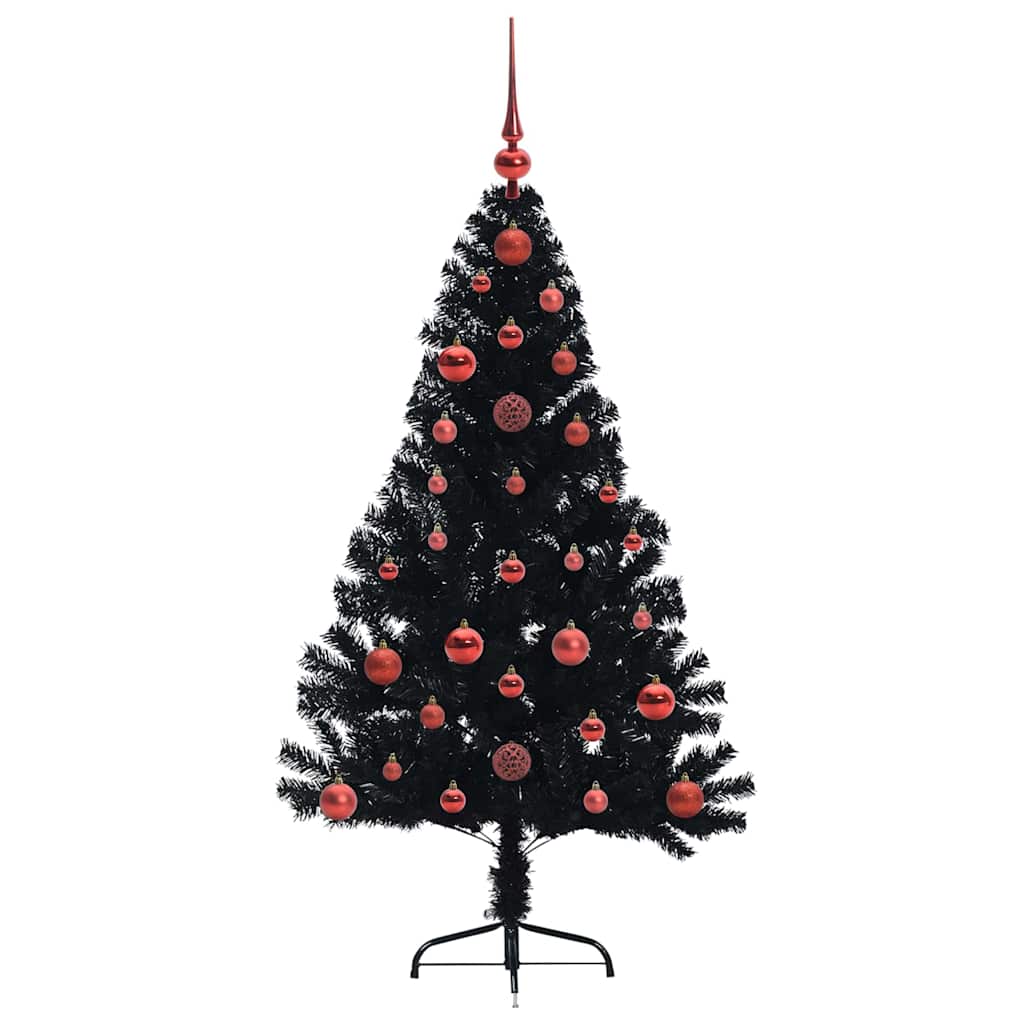 Albero di Natale artificiale con luci integrate Nero 120 cm PVC 3397115