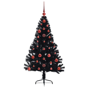 Albero di Natale artificiale con luci integrate Nero 120 cm PVC 3397115