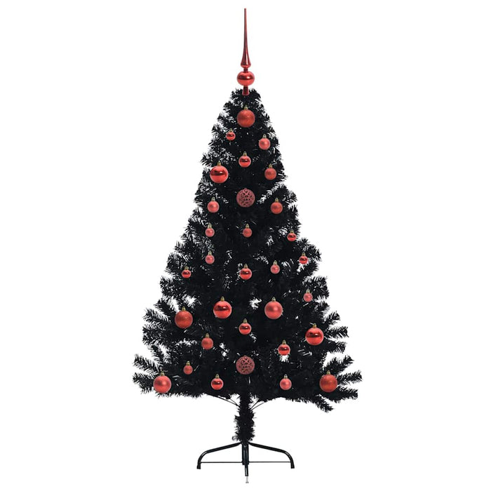 Albero di Natale artificiale con luci integrate Nero 120 cm PVC 3397115